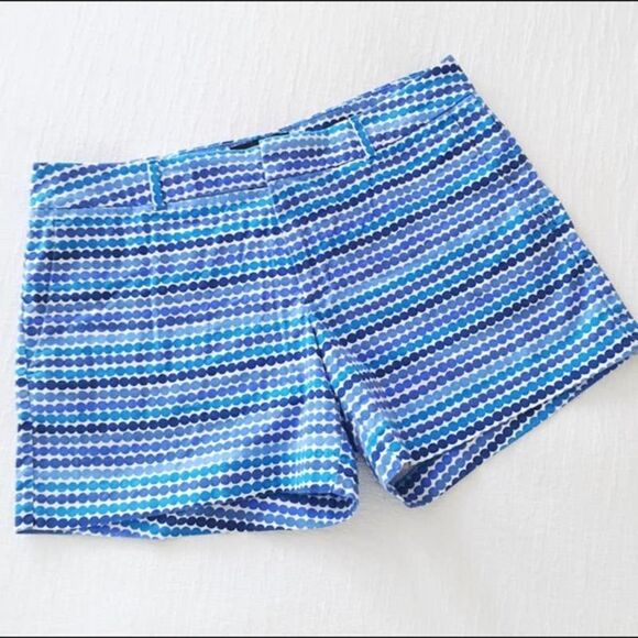 Banana Republic X Marimekko Shorts Womens 0 Blue Hampton Räsymatto Print‎ - Picture 1 of 5